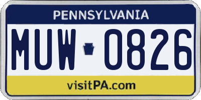 PA license plate MUW0826