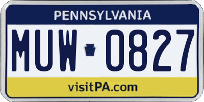 PA license plate MUW0827