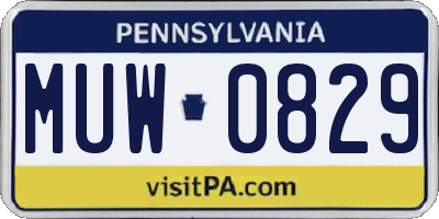 PA license plate MUW0829