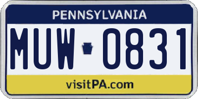 PA license plate MUW0831