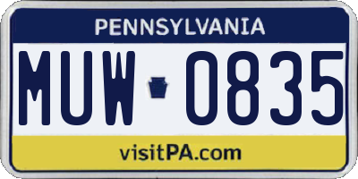 PA license plate MUW0835