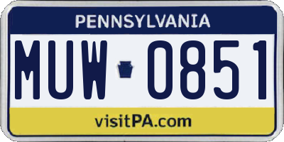 PA license plate MUW0851