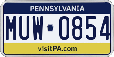 PA license plate MUW0854