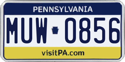 PA license plate MUW0856