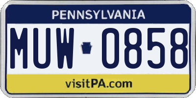 PA license plate MUW0858