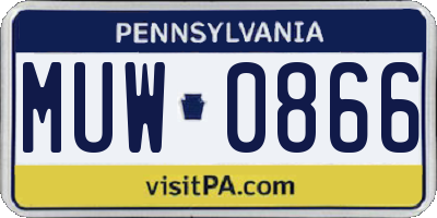 PA license plate MUW0866