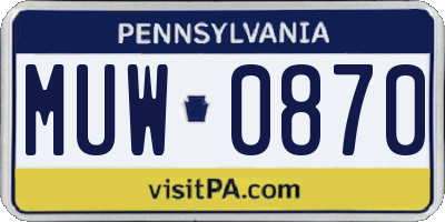 PA license plate MUW0870
