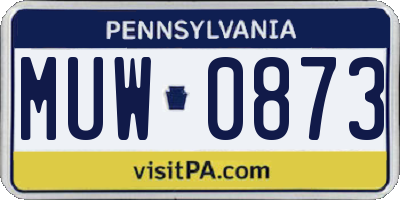 PA license plate MUW0873