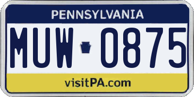 PA license plate MUW0875