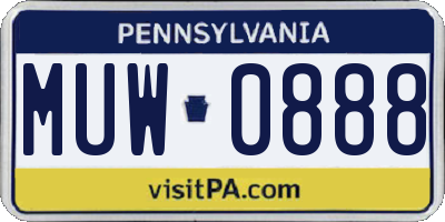 PA license plate MUW0888