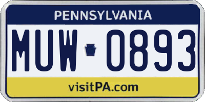 PA license plate MUW0893