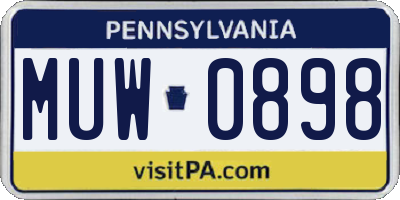 PA license plate MUW0898