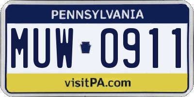 PA license plate MUW0911