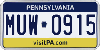 PA license plate MUW0915