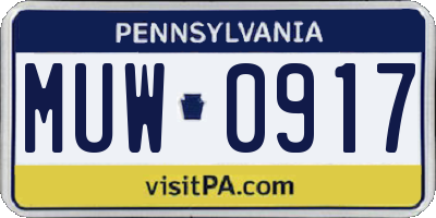 PA license plate MUW0917