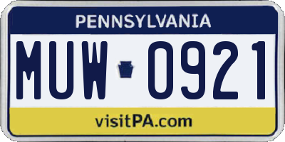 PA license plate MUW0921