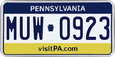 PA license plate MUW0923
