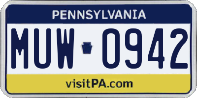 PA license plate MUW0942