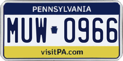 PA license plate MUW0966
