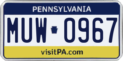 PA license plate MUW0967