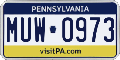 PA license plate MUW0973