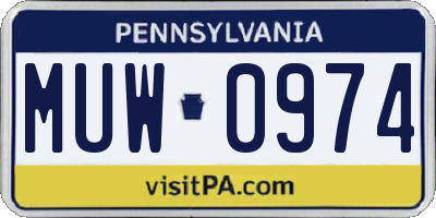 PA license plate MUW0974