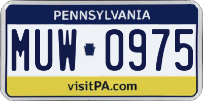 PA license plate MUW0975