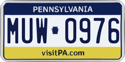 PA license plate MUW0976