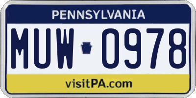 PA license plate MUW0978