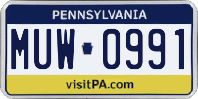 PA license plate MUW0991