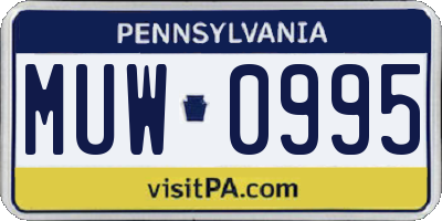 PA license plate MUW0995