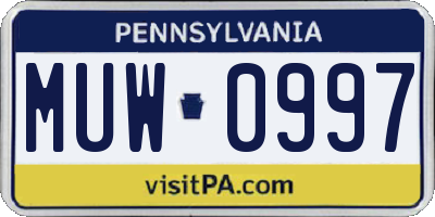 PA license plate MUW0997