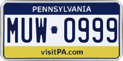 PA license plate MUW0999