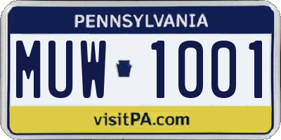 PA license plate MUW1001