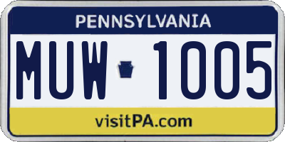 PA license plate MUW1005