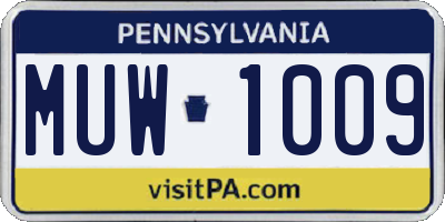 PA license plate MUW1009