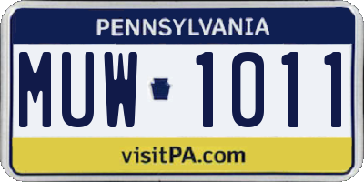 PA license plate MUW1011
