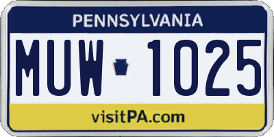 PA license plate MUW1025