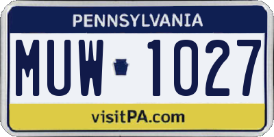 PA license plate MUW1027