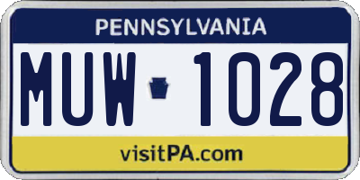 PA license plate MUW1028