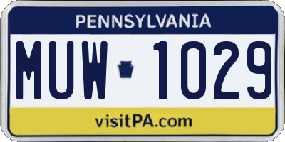 PA license plate MUW1029