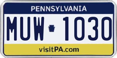 PA license plate MUW1030