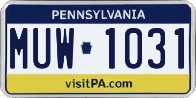 PA license plate MUW1031
