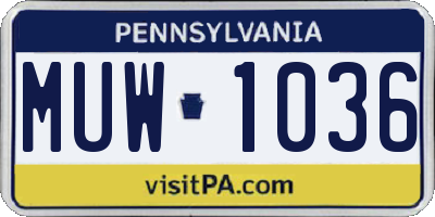 PA license plate MUW1036