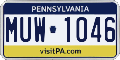 PA license plate MUW1046
