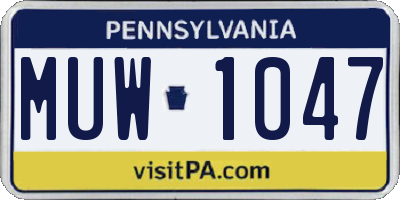 PA license plate MUW1047