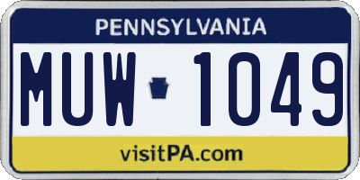 PA license plate MUW1049