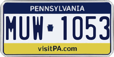 PA license plate MUW1053