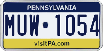PA license plate MUW1054