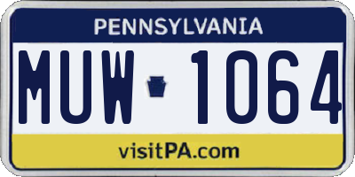 PA license plate MUW1064
